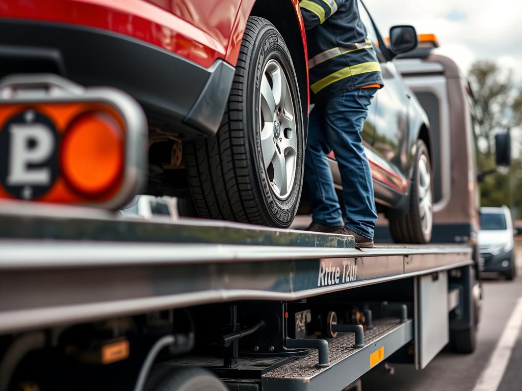 Abschleppdienst in Ratingen beim Verladen eines PKW